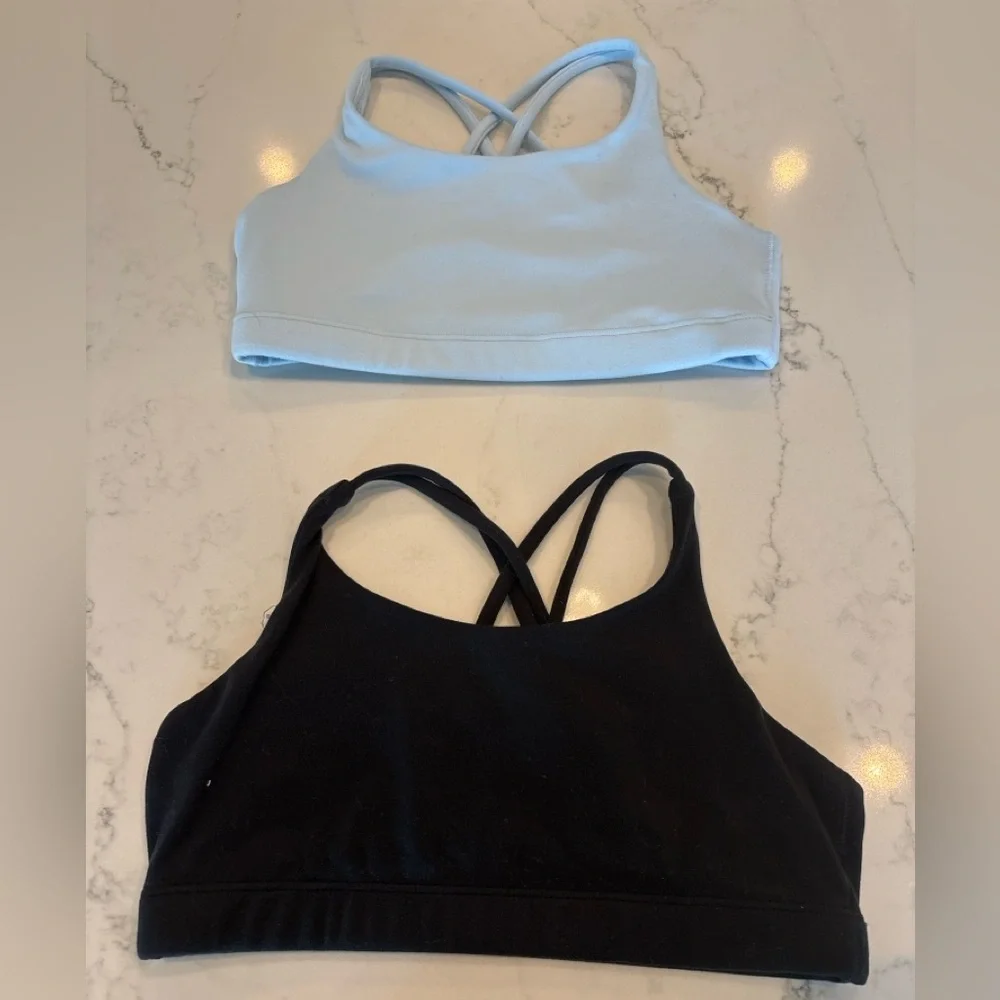 Athleta Kids Black & Light Blue Sports Bra